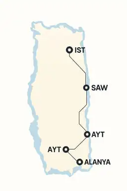 24/7 Private Airport Transfer Map – Turkey: Istanbul, Antalya, Izmir, Alanya